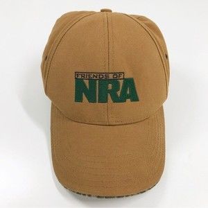 Friends Of NRA Made in USA Baseball Trucker Hat Camo Khaki Dark Tan Velcro Guns